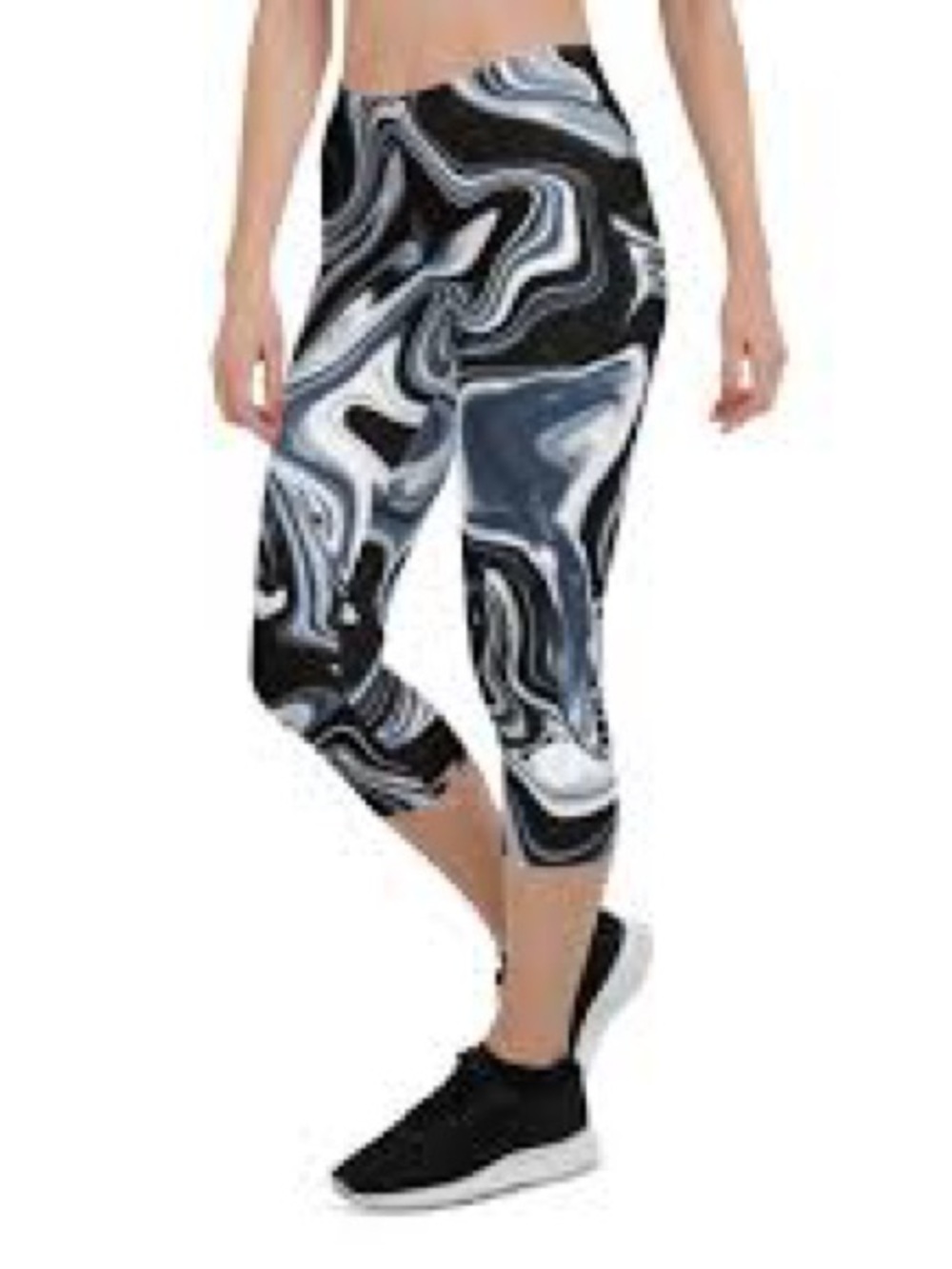 NWOT Capri Active Wear Leggings Black/Gray Sz L